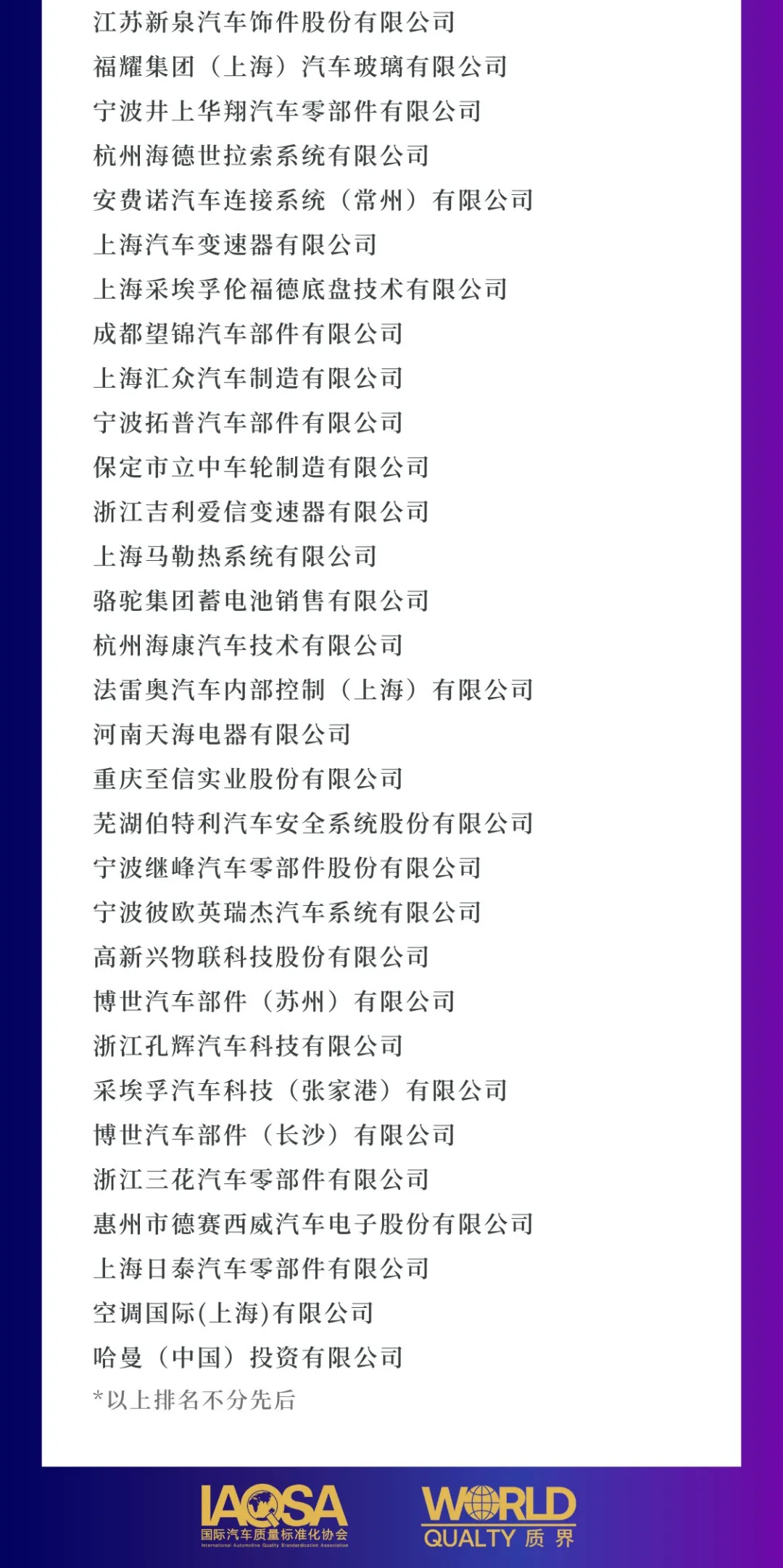 国际汽车质量标准化协会首次发布质量竞争力QS指数，2024中国汽车供应链“质量100强”企业名单揭晓2_03.jpg